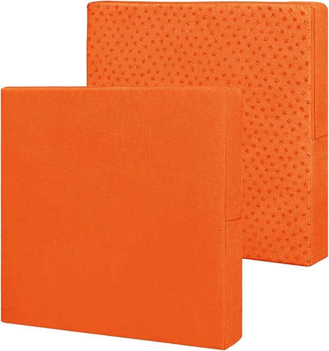 Easy-Going Waterproof Patio Cushion Covers 24x22x4 inch 2 Pack Replacement Non-Slip Outdoor Seat Cushion Slipcover with Zipper. Orange
