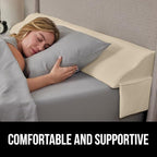 GORILLA GRIP Patent Pending Queen Bed Wedge Pillow Headboard Gap Filler, US Designed, Comfortable Supportive High Density Foam Pillows, Stay in Place Gripping Dots, Wedges Between Mattress, Cream