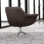 ZURI Modern Mala Swivel Chair Soft Brown Leatherette Upholstery Stainless Steel Base