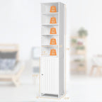 COSTWAY Bathroom Storage Cabinet, Freestanding Floor Cabinet with 3-Level Adjustable Shelves, Convenient Door & Knob, Narrow Tall Cabinet Organizer for Bathroom, Living Room, Kitchen (White)