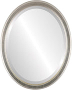 OVALCREST Oval Beveled Wall Mirror for Home Decor - Toronto Style - Silver Leaf with Brown Antique - 22" x 18"