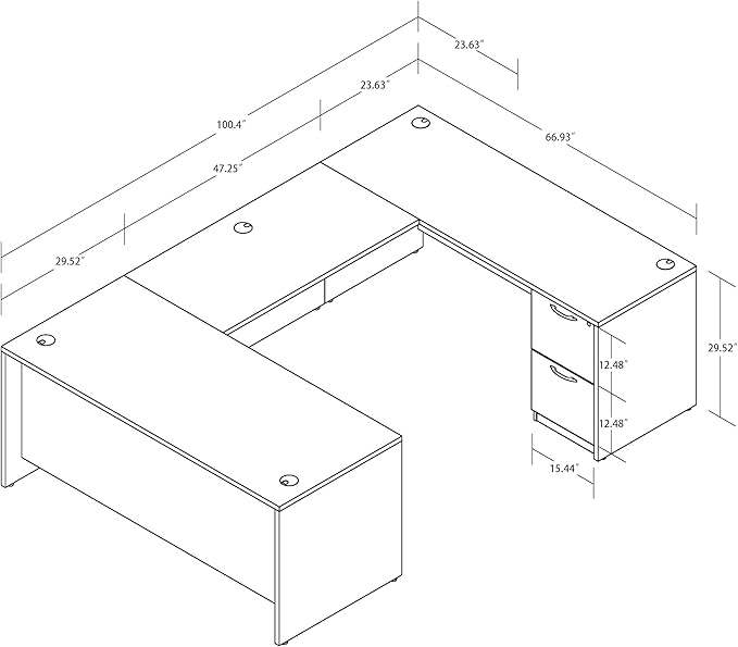 100.4" U-Shaped Executive Computer Desk with Lockable File Cabinets, Large Home Office or Business Workstation with Drawers, Cable Management (Lime)