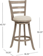 Hillsdale Laymon Modern Wood Bar Height Swivel Stool, Gray Brown