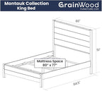 Grain Wood Furniture Montauk Solid Wood Bed, King Size, Farmhouse Black