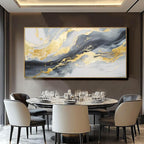 SDYA Wall Art for Living Room Abstract Wall Art Blue and White Pictures Canvas Wall Art 48x24 Inch Gold Wall Decor Line Artwork Home Office Decor