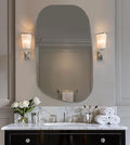 ANDY STAR 24"x40" Irregular Wall Mirror，Polished Chrome Asymmetrical Bathroom Mirror with Stainless Steel Metal Frame, Wall-Mounted Mirror for Bathroom, Entryway (Horizontal/Vertical)
