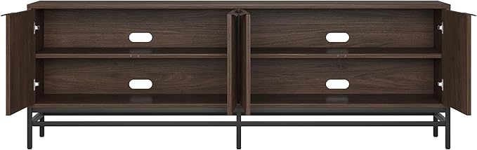 Henn&Hart Fluted TV Stand for TVs up to 78'' with 2 Storage Cabinets and Adjustable Shelves for Living Room, Family Room, or Office, Alder Brown