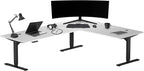 Progressive Desk Stand Up Height Adjustable Standing Desk - L Shaped 85" x 72" Corner Computer Rising Workstation Electric Table - Warm White, Black Frame