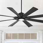 Possini Euro Design 60" Defender Modern Large Indoor Outdoor Ceiling Fan with LED Light Remote Control Matte Black Damp Rated for Patio Exterior House Home Porch Gazebo Garage Barn
