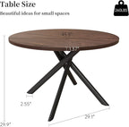 45.3 Inch Modern Round Dining Table for 4, Space-Saving Dinette with Carbon Steel Legs for Home Kitchen Apartment(Dark Walnut Table)