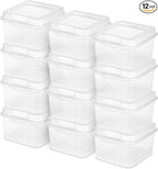 Sterilite 12-Pack FlipTop Stackable Square Small Storage Bin with Hinging Lid, Clear