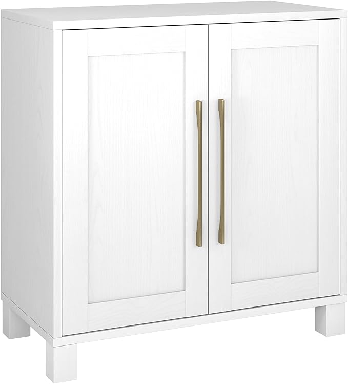 Henn&Hart 28" Wooden Accent Cabinet, Modern Sideboard Buffet Cabinet with 2 Doors and an Adjustable Shelf for Living Room, Dining Room, Bedroom or Entryway, White