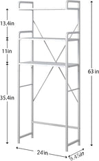 Over The Toilet Storage Rack with 3-Tier Bathroom Shelves, Space Saver Toilet Shelf, Bathroom Storage Organizer with Hooks for Over Toilet Storage and Bathroom Shelf (White Faux Marble)