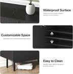 Buffet Cabinet with Storage, Sideboard with 2 Doors, Adjustable Shelf, Fluted Accent Cabinet for Living Room, Modern,Black