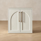 mopio Blake Storage Cabinet, Small Modular Accent Display Sideboard Buffet Cabinet with Storage, Media Console Credenza, for Kitchen, Coffee Bar, Pantry, Living Room (White Oak Arched, Single)