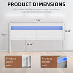 Modern Wooden Headboard Only with Storage,Wall Mount Bed Backboard with LED Light Power Outlets 2 USB Ports for Bedroom (White, King)