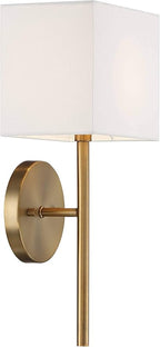 Possini Euro Design Favreau Modern Wall Sconce Lighting Warm Brass Gold Hardwired 16 1/4" High Fixture Rectangular Linen Shade for Bedroom Bedside Living Room Home Hallway Dining Kitchen