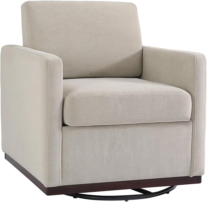 UIXE Swivel Accent Chair, Chenille Upholstered Armchair Comfy Club Chair for Living Room, Mid Century Modern Arm Chair Single Sofa Nook Bedroom Side Reading Seat - Beige