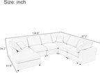 129.3" Oversized Modular Sectional Sofa, U Shaped Couch with Movable Ottoman, Large 7 Seater Corner Sofa for Living Room, Office, Spacious Space, Grey