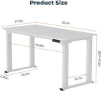 4 Legs Standing Desk, Large 71x31 Inches Electric Adjustable Height Desks with Splice Board, Stand Up Desk Home Office, White