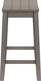 Hillsdale Fiddler Wood Backless Counter Height Stool with Saddle-Style Seat, Aged Gray