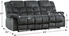 CANMOV Manual Reclining Sofa, 3 Seat Recliner Sofa with Armrest and Overstuffed Backrest, Couch Set for Living Room, Bedroom, Office, Grey