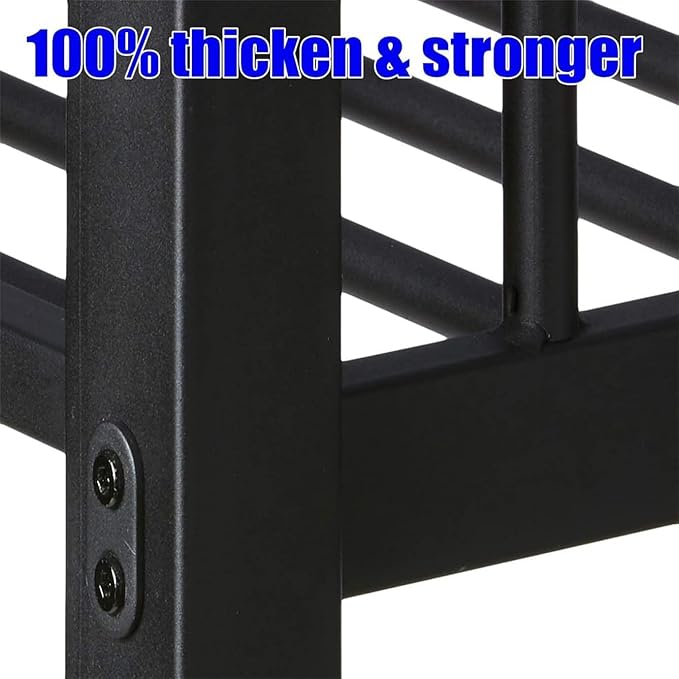 Stronger & Higher Quality Heavy Duty Steel Bunk Bed Queen Over Queen Size Bunkbed, Thickened Safer More Stable Metal Queen Bunk Bed Frame (Faster Assembly) (Queen Over Queen-1)