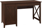 Bush Furniture Key West Computer Desk with Storage | Farmhouse PC Table for Home Office in Bing Cherry | 54W x 24D
