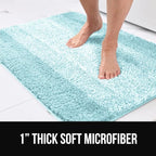 GORILLA GRIP Ultra Soft Plush Bathroom Rugs with Rubber Backing Set of 2, Absorbent Quick Dry Bath Mat, Machine Washable Shower Mats, Home Décor Accessories Bathmat Rug, 24x16 and 30x18 Light Blue