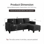 Youmumeub 79''Sectional Couch Couches for Living Room - L-Shaped 4-Seater Deep Sectional Sofa,Removable Covers,Suitable for The Living Room, Apartment or Office-Black
