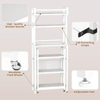 Recaceik 6-Tier Over The Toilet Storage Shelf with Cart, Freestanding Above Toilet Shelf Rack, Farmhouse Bathroom Organizer Shelves, Space Saver (White)