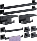 Bathroom Hardware Set Bathroom Accessories Set SUS304 Towel Bar Set Includes Towel Bar Inch+Towel Holder+Toilet Paper Holder+Towel Hook (10, Matte Black-Paper Holer with Cover)