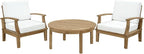 Modway 3-Piece Marina Outdoor Patio Teak Sofa Set, Natural White