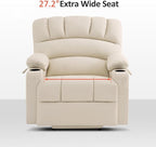 MCombo Power Lift Recliner Chair for Elderly, Lift Chair with Heat and Massage, Extra Wide Lift Recliner for Big People, Faux Leather R7096 (Medium-Wide, Cream White)