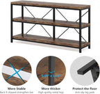 Tribesigns 55 Inches Long Sofa Table with Storage Shelves, 3 Tiers Industrial Rustic Console Table with Open Shelves, Three Decorative Shelf, Open TV Shelf for Living Room, Hallway, Book
