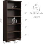 Bookshelf, Open Storage 70 Inch Tall 5 Shelf Bookcase, Floor Standing Bookshelves and Bookcases, Book case for Farmhouse Library Office Bedroom Kids, Dark Cherry - 5 Tier