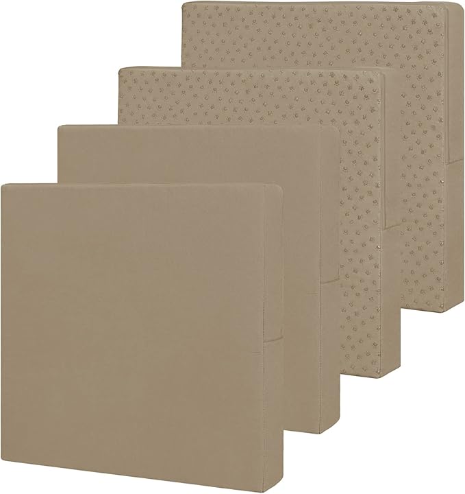 Easy-Going Waterproof Patio Cushion Covers 24x22x4 inch 4 Pack Replacement Non-Slip Outdoor Seat Cushion Slipcover with Zipper. Camel