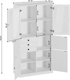 IRONCK Bookcase with Doors, Bookcases and Bookshelves with Drawers, 5 Tier Book Shelf with Acrylic Doors, Display Shelf for Living Room, Home Office, Study, White