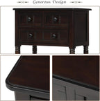 Knocbel Slim Antique Entry Console Table with Drawers & Bottom Open Shelf, Solid Wood Sofa Couch Table for Entryway Hallway Living Room (Espresso)
