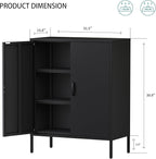 Metal Locker Storage Cabinet, Accent Sideboard Cabinet with Adjustable Shelves for Home Office, Garage, Kitchen, Living Room (Black, 40" H-Metal Doors)