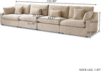 JACH Sectional Couches for Living Room, 4 Seater Cloud Sectional Couch with Deep Seat, Down Filled Modular Sofa, Covers Removeable & Washable, Sofas Furniture for Living Room, Khaki