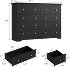 Black Dresser for Bedroom, 10 Drawer Dresser with Large Drawers, 55 Inch Wide Wood Chest for Living Room, Hallway