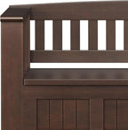 SIMPLIHOME Acadian Entryway Storage Bench - 48 inch Wide Solid Wood Hallway Seat with Shelf in Brunette Brown, Transitional Bench for Entryway or Living Room with Open Storage and Slatted Bottom