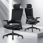 CLATINA Ergonomic High Swivel Executive Chair with Adjustable Height Head 3D Arm Rest Lumbar Support and Upholstered Back for Home Office Black