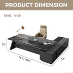 Modern L Shape Executive Desk with Storage Drawers – Large Black Corner Office Table for Home Workspace, Spacious Executive Desk with Cabinets (Black/Left, 87" L * 63" W * 30" H)