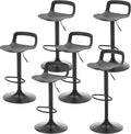NOBPEINT NOB Contemporary Chrome Air Lift Adjustable Swivel Bar Stool (6 Pieces, Black)