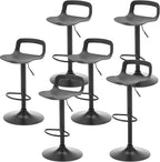 NOBPEINT NOB Contemporary Chrome Air Lift Adjustable Swivel Bar Stool (6 Pieces, Black)