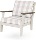 Martha Stewart by POLYWOOD® Chinoiserie Deep Seating Chair in Sand/Kona/Buffalo Plaid Dune Burlap