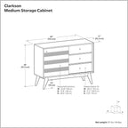 SIMPLIHOME Clarkson SOLID ACACIA WOOD 48 inch Wide Mid Century Medium Storage in Rustic Natural Aged Brown for the Living Room, Entryway and Family Room