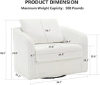 MINCETA Oversized Accent Chair for Living Room, 360° Swivel Barrel Chair with High Density Foam, Modern Glider Chair with Performance Fabric Upholstered Armchair for Apartment, Bedroom White